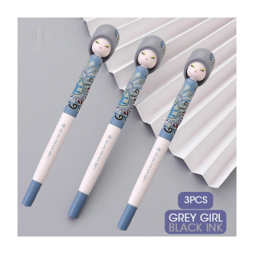Hot Kawaii Puppengel Pen 3pcs/Los 0,5 mm schwarze Stifte liebenswerte farbenfrohe Stifte